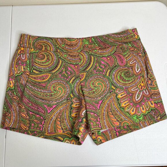 J Crew Bright Paisley Cotton Chino Shorts 5 Inch Women Size 10 Side Zip Preppy - Picture 14 of 14